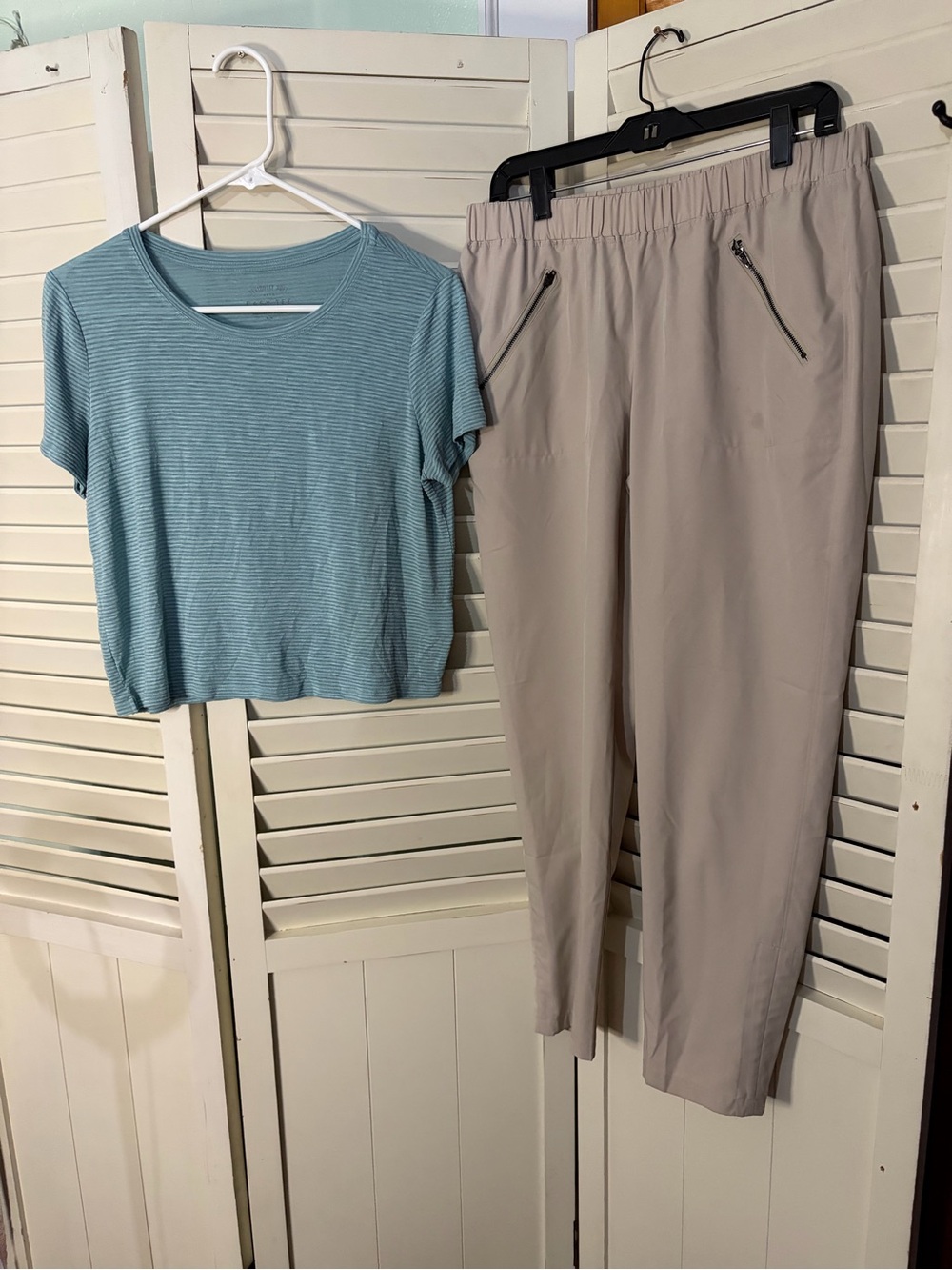 Two piece outfit including Kate Rosy pants and an American Eagle tee